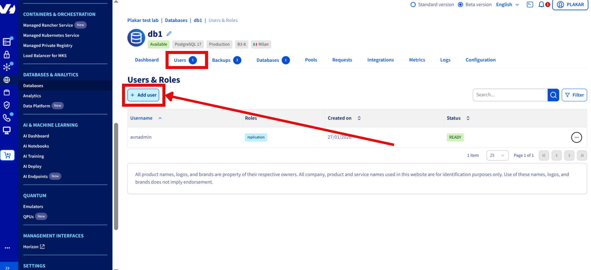 Create Backup User