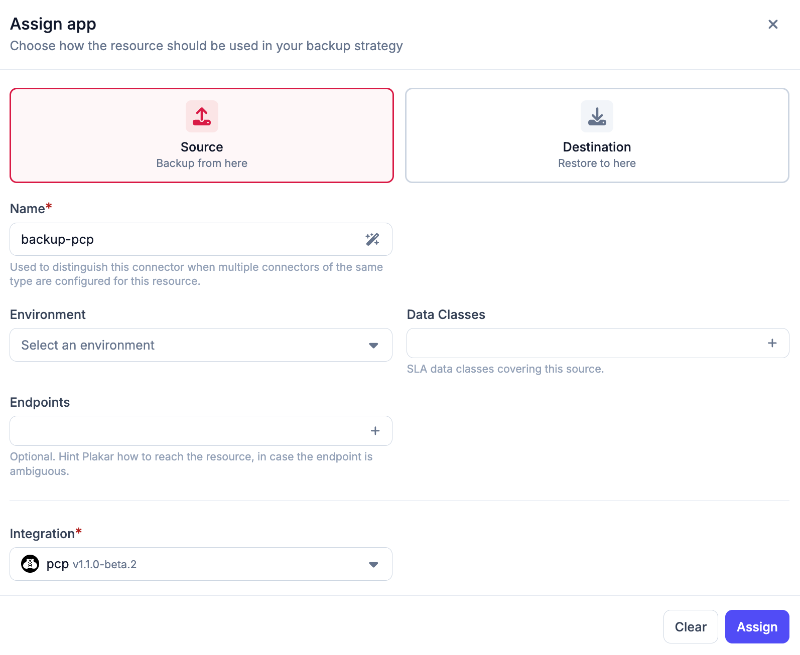 Add a PCP source app