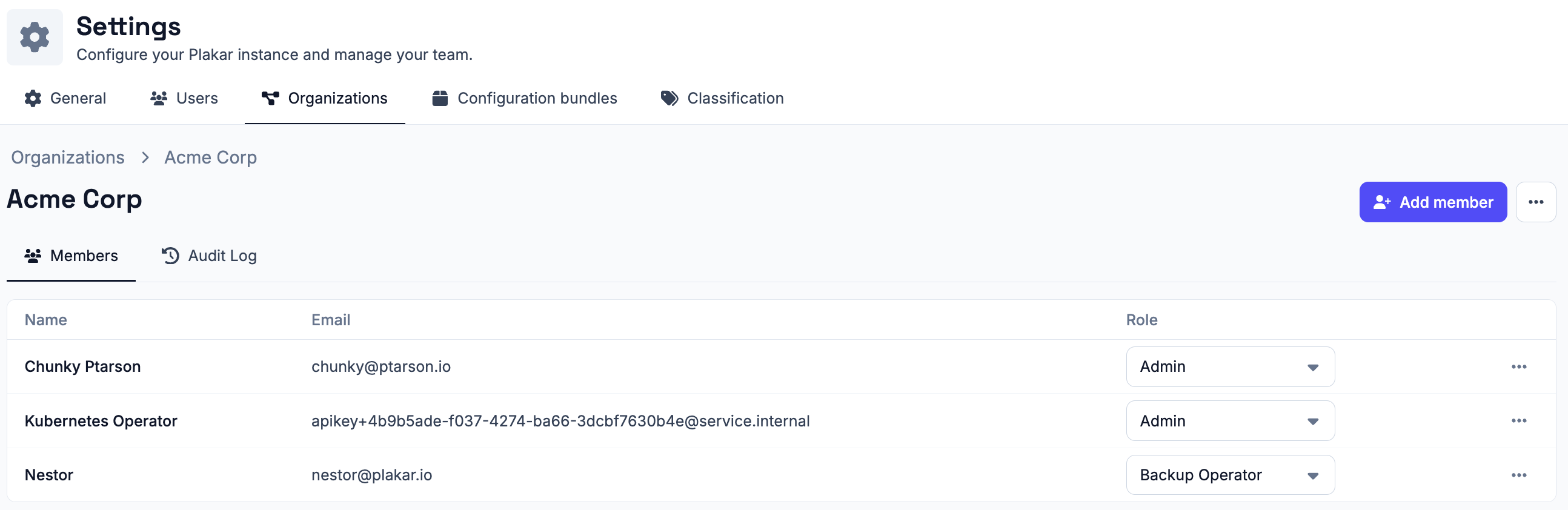Managing users in an organization