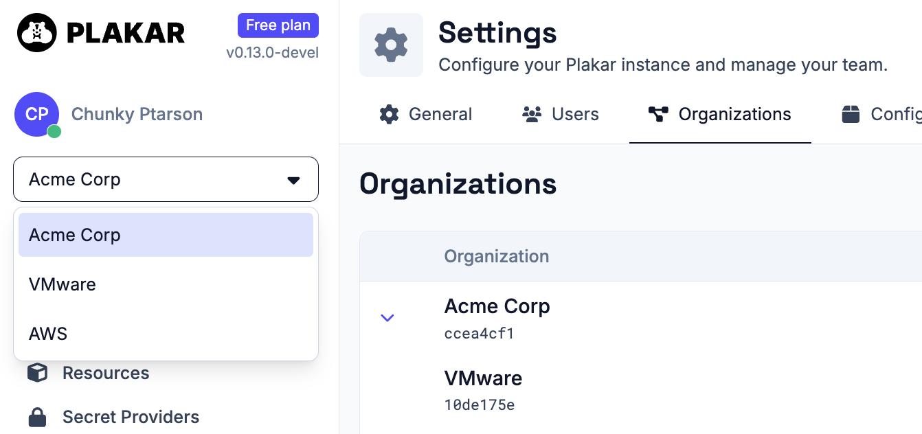 Switching organizations