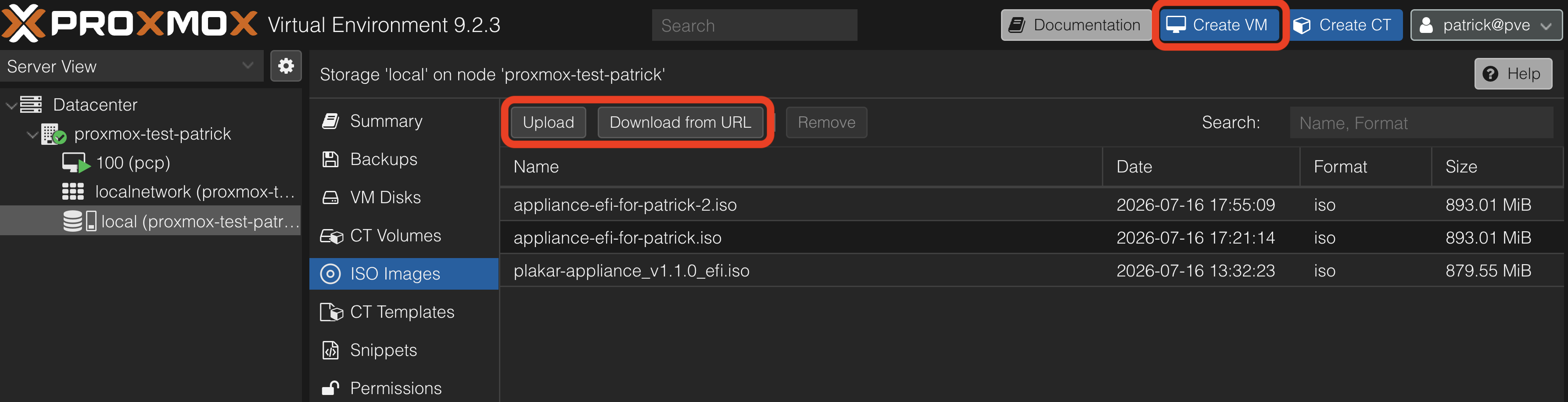 Uploading ISO image to Proxmox VE