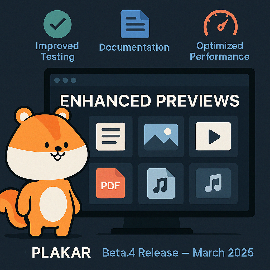 Plakar beta.4 and upcoming features