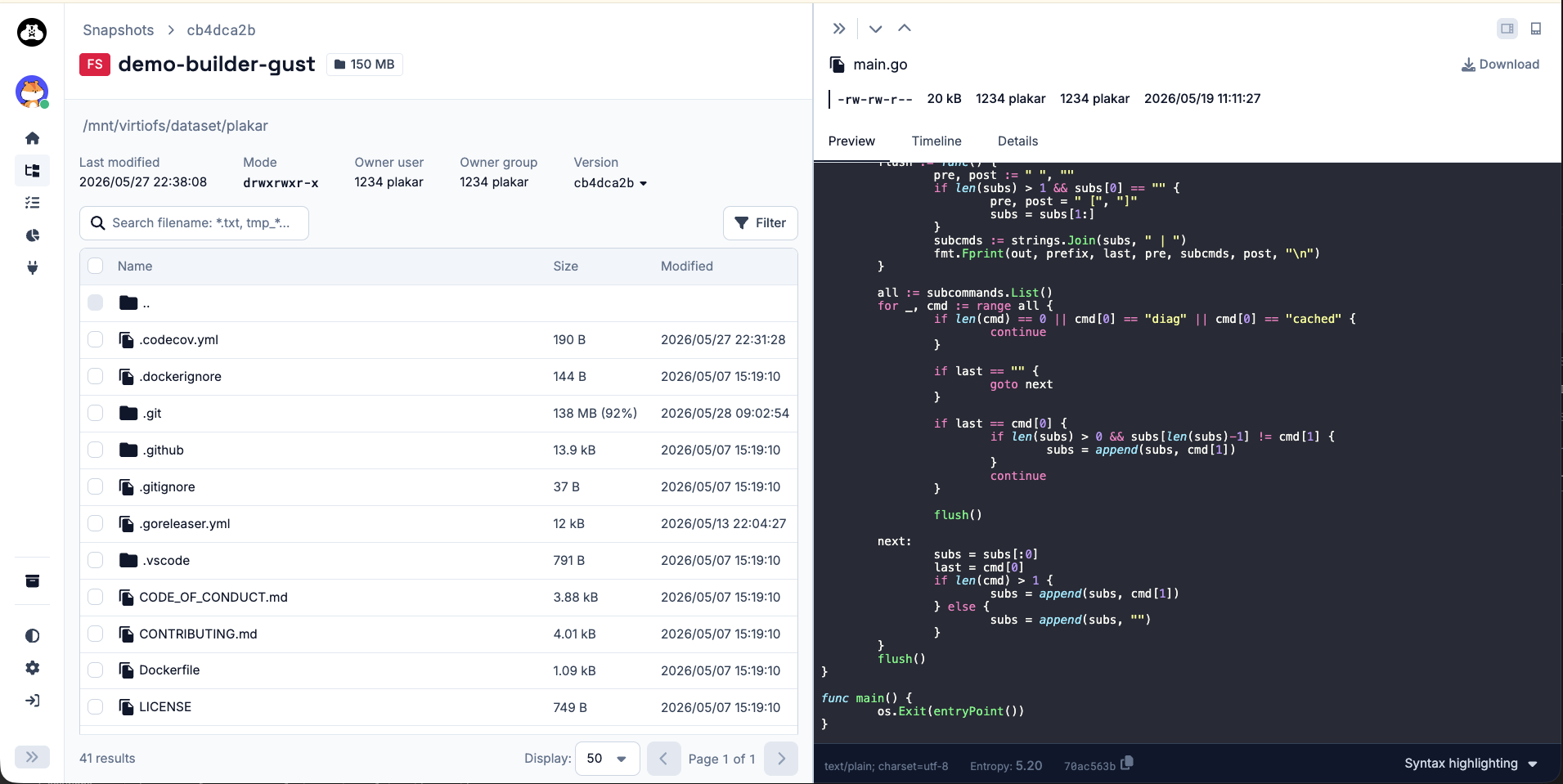 Plakar UI, the open-source version