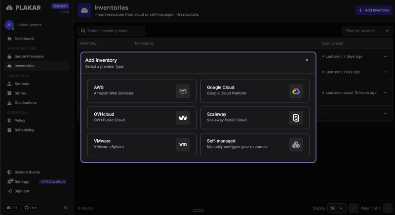 Plakar Control Plane — inventory management